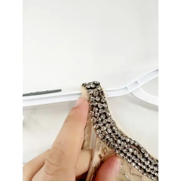 Mac Duggal 93742 Nude Cream Beaded Sleeveless High Neck Column Gown Sz 4 - Picture 7 of 8